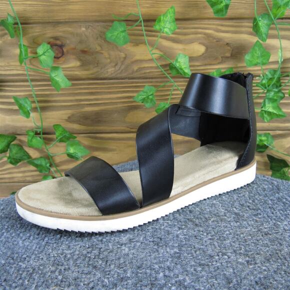 Time And Tru Women's Strappy Black‎ Synthetic Sz 8 Medium Gently Used 2025 - Picture 1 of 8